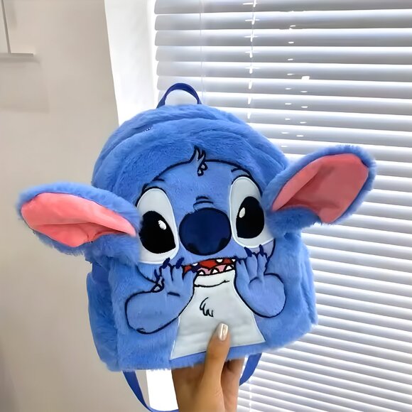 Stitch Plush Backpack Adjustable Straps Zipper Disney Cartoon Embroidery NEW - Picture 4 of 7